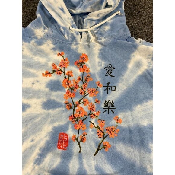 Artist Union Jacket Adult Medium Blue Hoodie Tie Dye Pullover Japan Blossom mens - Picture 8 of 12